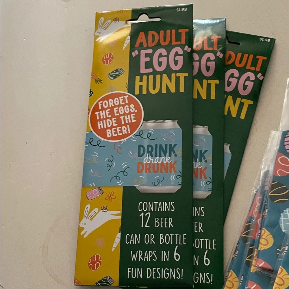 Six Easter Egg Blue 'Beer Hunter' Can Holders & Three Can Wraps - 12-Pack